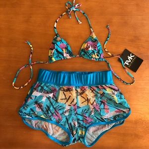 NWT S/XS Tavik Slater Top Bikini & Mesh Short Set